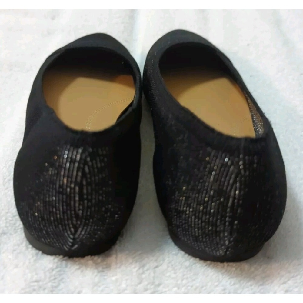 Hush Puppies Sadie Knit Asymmetric V Cut Shimmer Metallic Ballet Flats Womens 7 - Picture 2 of 11